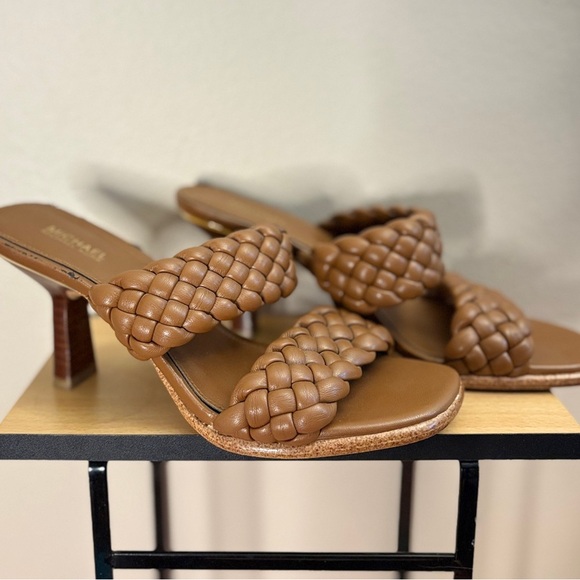 Michael Kors Cognac Brown Braided 3” Heeled Sandals - Picture 8 of 16